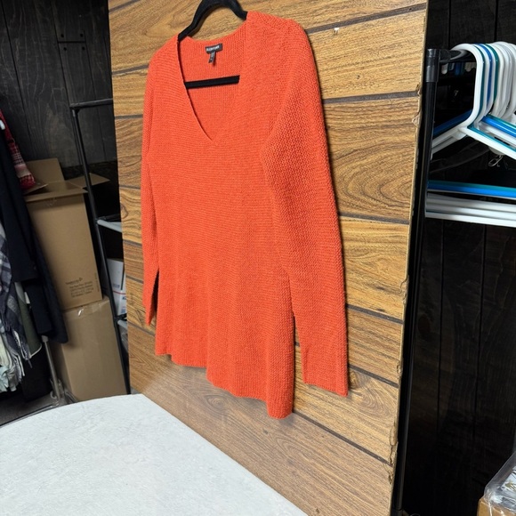 Eileen Fisher Burnt Orange Knit Sweater size XS long sleeve V neck - Picture 7 of 7